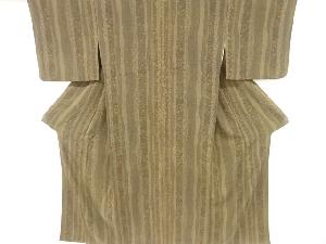 リサイクル　縮緬地　よろけ縞に花唐草模様小紋着物